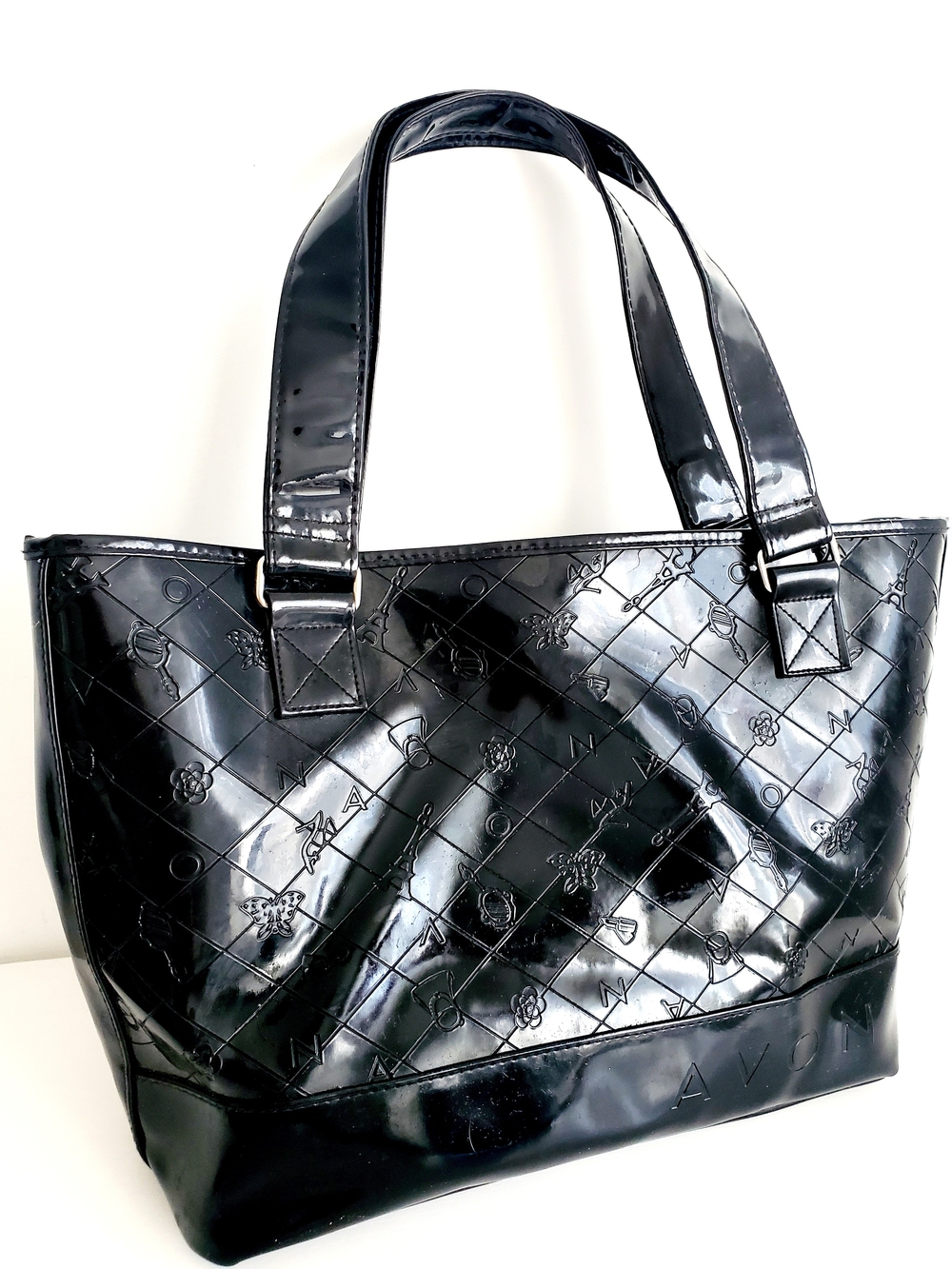 Avon Black Patent Tote Bag